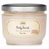 Luxurious Sabon Rose Tea body scrub with Dead Sea Salt, natural oils, and a soothing rose tea scent for smooth, nourished skin.