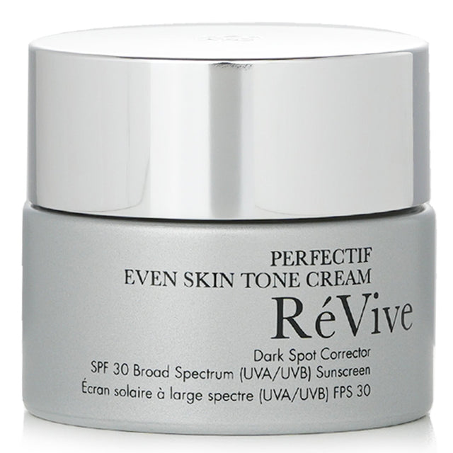 ReVive Perfectif Even Skin Tone Cream for brightening, dark spot correction, and SPF 30 protection in a 50g container.