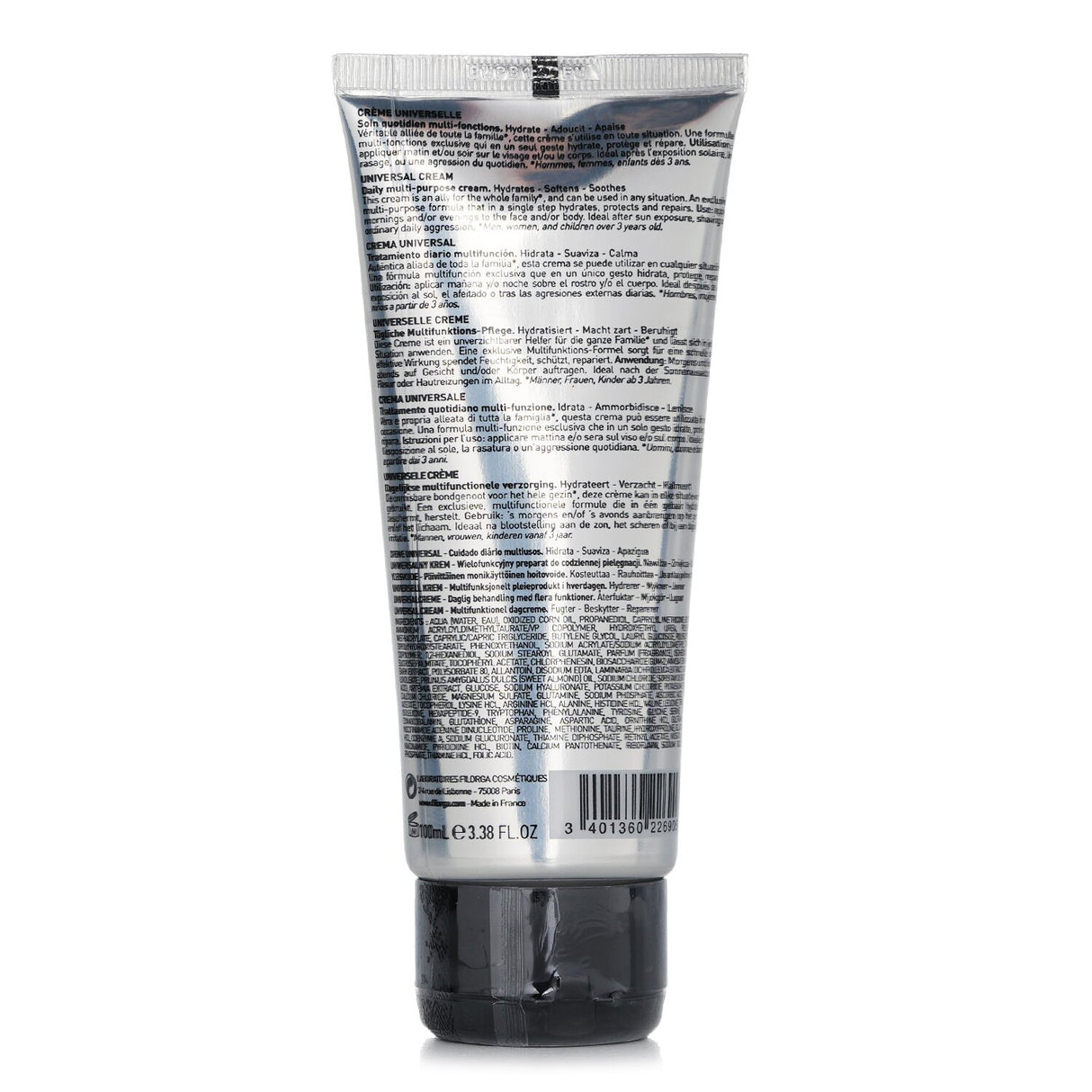 Filorga Universal Cream: hydrating multi-purpose treatment for face & body, with Urea, Hyaluronic Acid, and collagen-boosting Peptide.