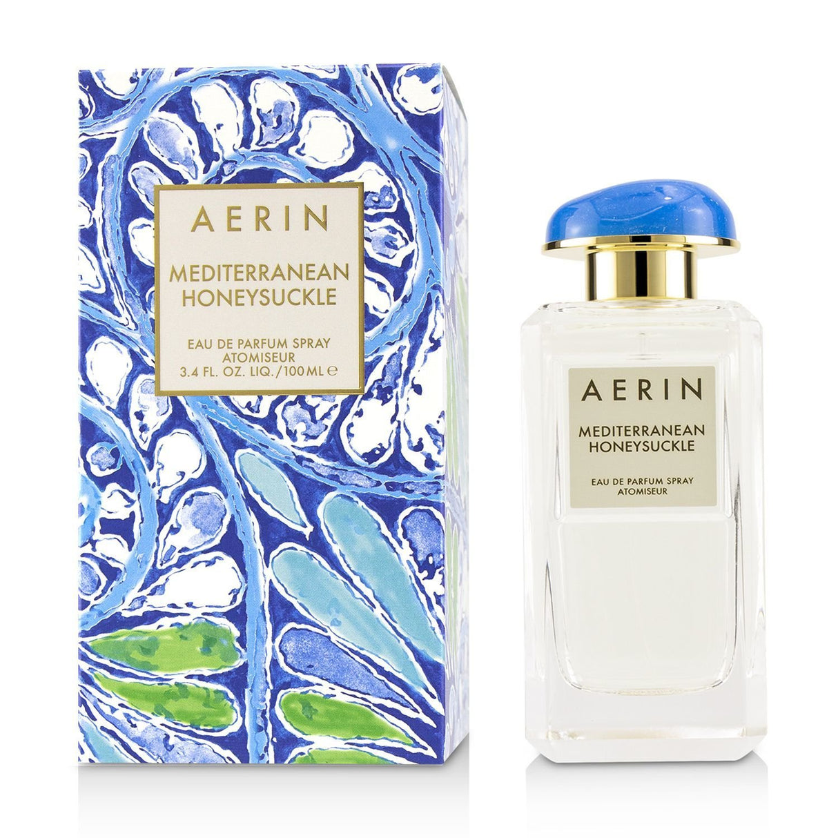 Aerin Mediterranean Honeysuckle Eau De Parfum Spray in elegant 100ml bottle, featuring floral citrus notes for a refreshing experience.