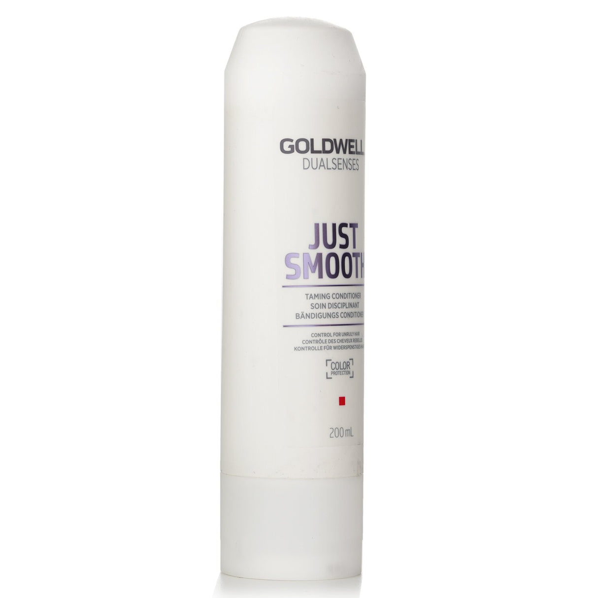 Goldwell Just Smooth Taming Conditioner for unruly hair, enriched with Kukui Nut Oil for sleek, manageable, and vibrantly smooth locks.