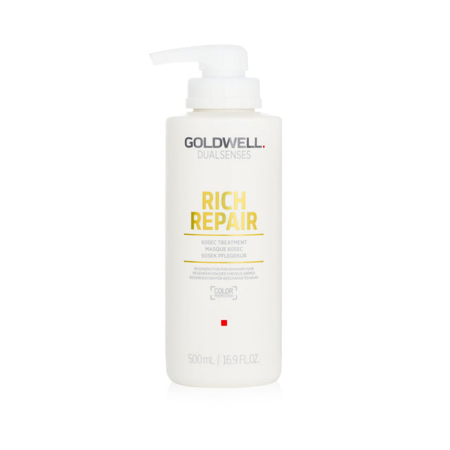 Luxurious 60-sec hair treatment by Goldwell, restoring damaged hair with pashmina silk proteins and Intra Lipid Complex.