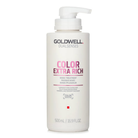 Goldwell Dual Senses Color Extra Rich Treatment for coarse, color-treated hair, enriched with Raspberry Seed Oil and antioxidants.