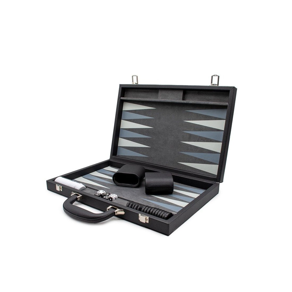 LPG Classics Leather Backgammon Set - Black Classic Game