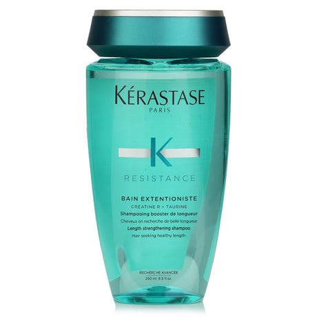 Kerastase Resistance Bain Extentioniste shampoo in 250ml, strengthens weakened hair, boosts shine, and promotes scalp health.