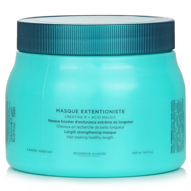 Kerastase Resistance Masque Extentioniste: 500ml repair mask for damaged hair, enriched with Creatine and Ceramide for strength.