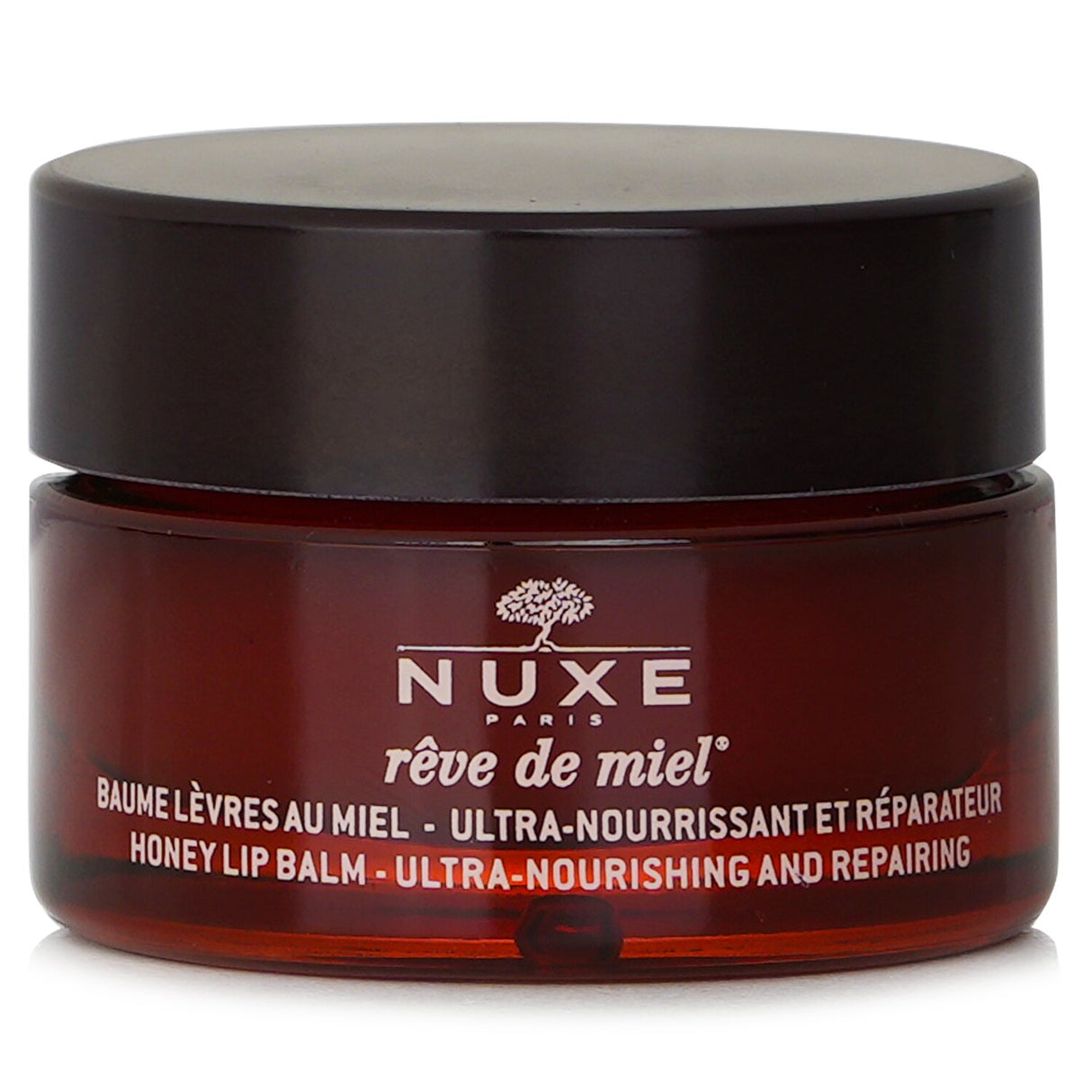 Nuxe Reve De Miel Honey Lip Balm in random packaging, nourishing very dry lips with honey and botanical oils, 15g.
