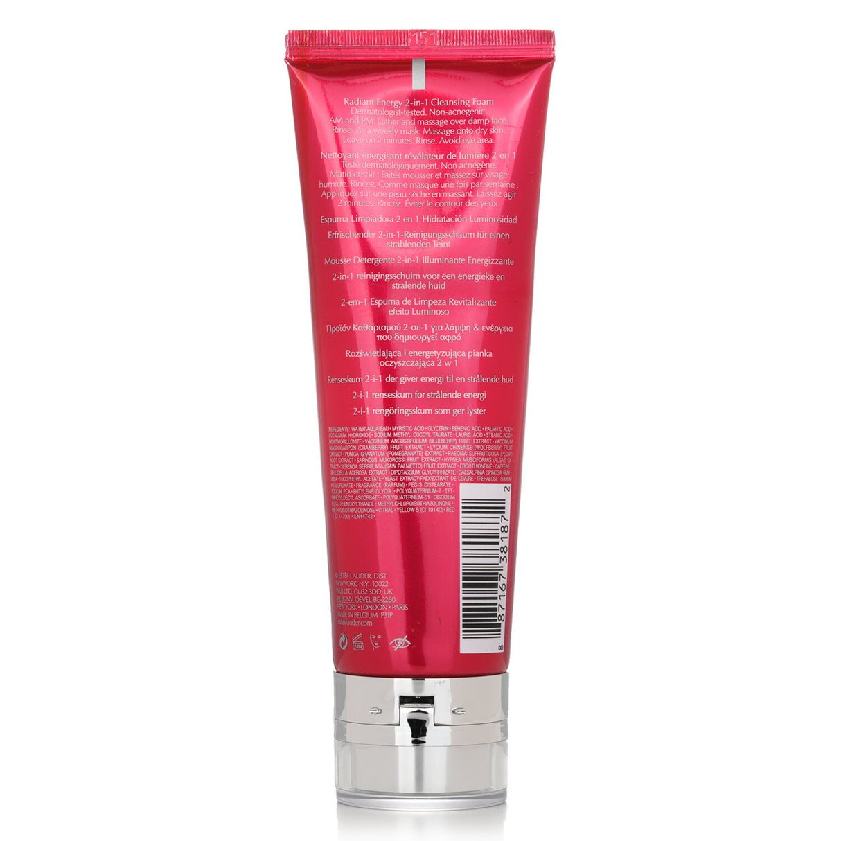 Luxurious 2-in-1 cleansing foam with pomegranate and super-berry extract, energizing and detoxifying for radiant skin.