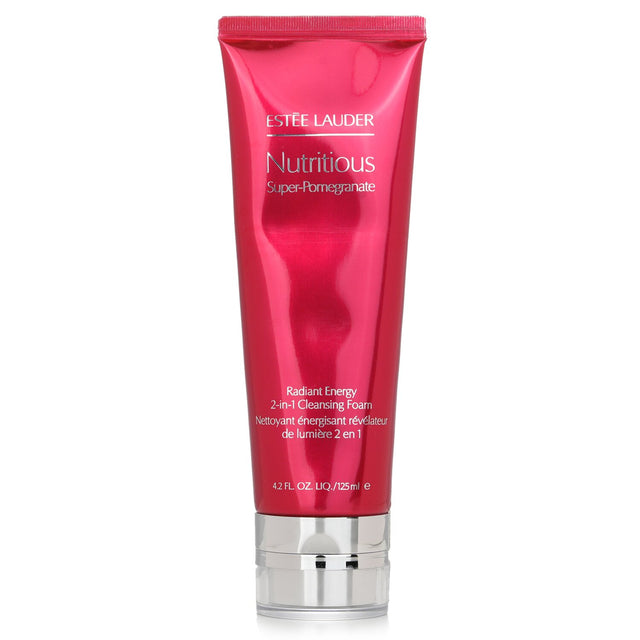 Estee Lauder 2-in-1 Cleansing Foam with Pomegranate and Super-Berry ferment for radiant, refreshed skin.