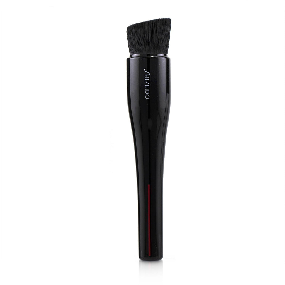 Shiseido Hasu Fude Foundation Brush featuring a uniquely angled design and densely packed bristles for flawless makeup application.