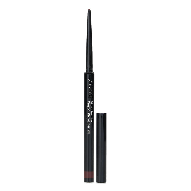 Shiseido MicroLiner Ink Eyeliner in #03 Plum, a long-lasting, vibrant eyeliner with a smudge-proof matte finish.