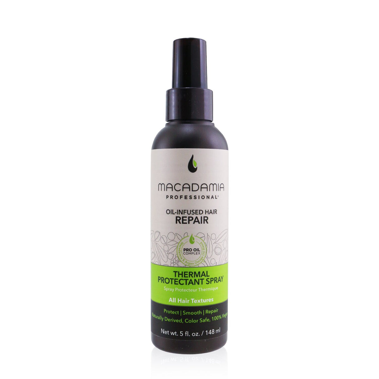 Ultra-lightweight thermal protectant spray with Macadamia and Argan oils for healthy, shiny hair; protects up to 450°F.