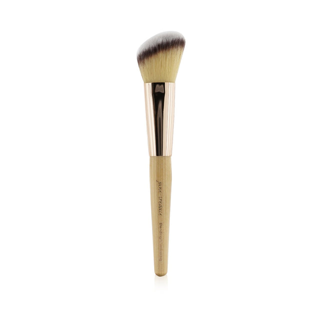 Jane Iredale Blending/Contouring Brush in elegant Rose Gold, featuring a large angled top for flawless blending and contouring.