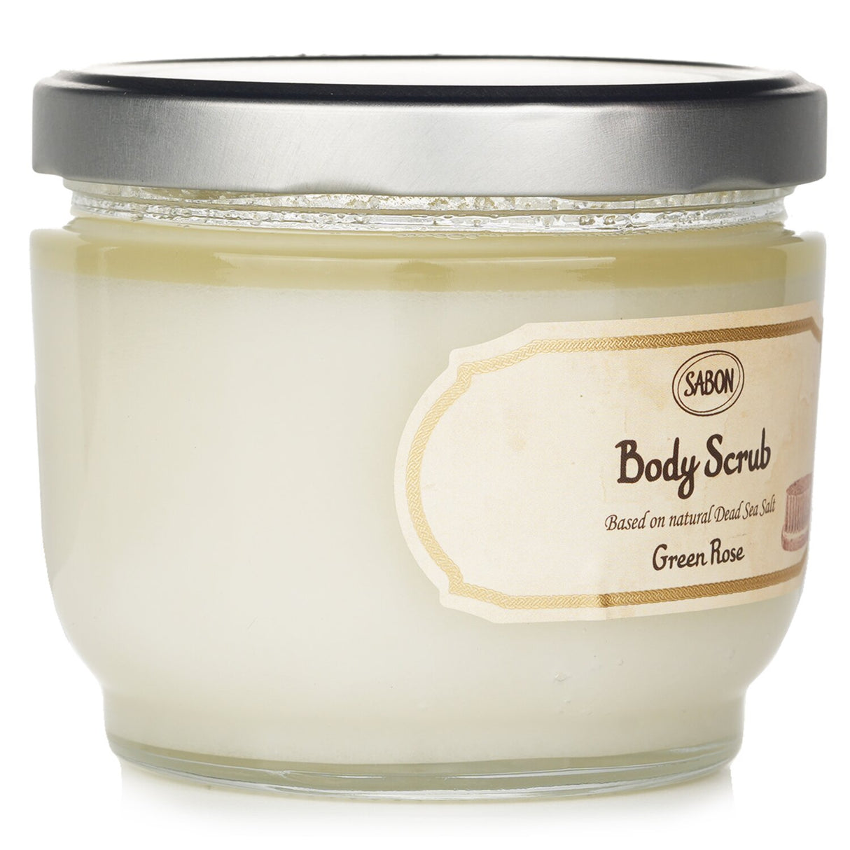 Luxurious Green Rose body scrub with Dead Sea Salt, nourishing oils, and a refreshing scent for soft, smooth skin.