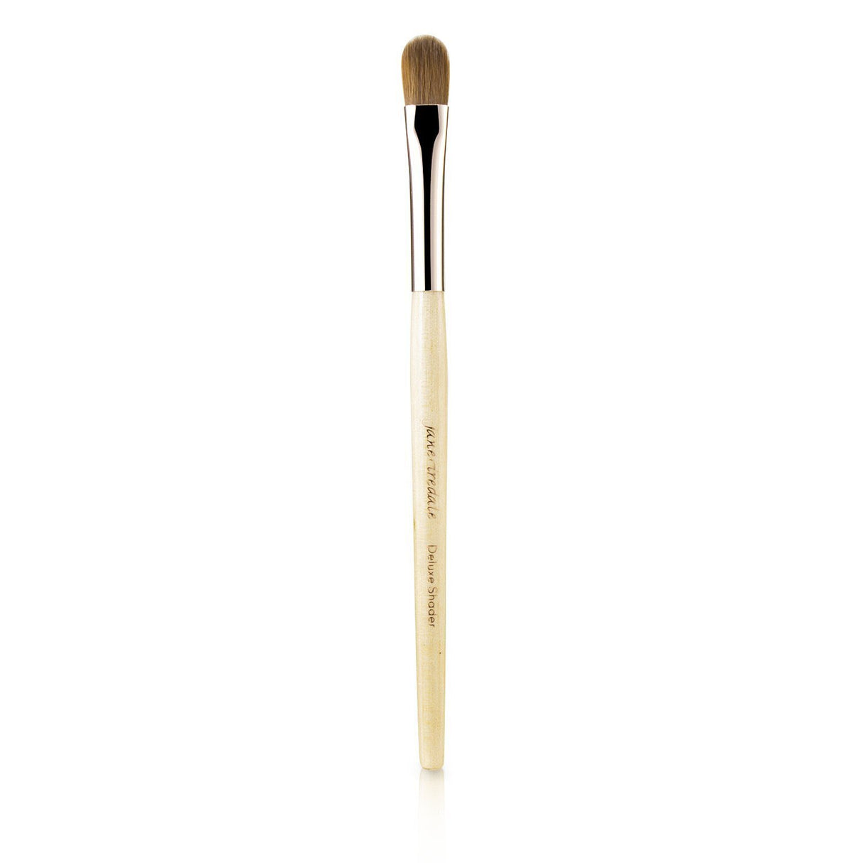 Jane Iredale Deluxe Shader Brush in Rose Gold, handcrafted with sable hair for flawless eyeshadow and shimmer application.