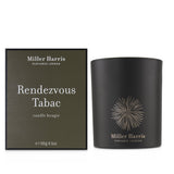 Luxurious Miller Harris Rendezvous Tabac Candle, 185g, offers warm tobacco and woody scents for a cozy atmosphere and 40-hour burn.