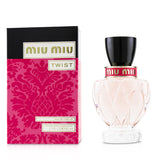 "Miu Miu Twist Eau De Parfum Spray 50ml: a vibrant floral woody scent with bergamot, apple blossom, cedarwood, and amber."