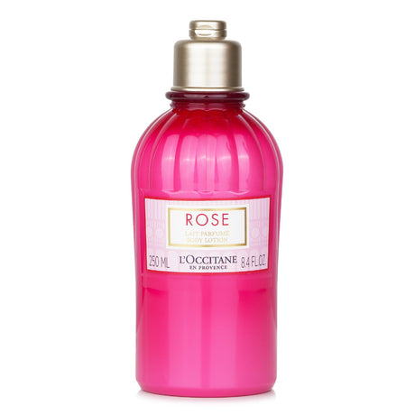 L'Occitane Rose Body Lotion in 250ml, a luxurious moisturizer with shea butter and rose water for soft, hydrated skin.