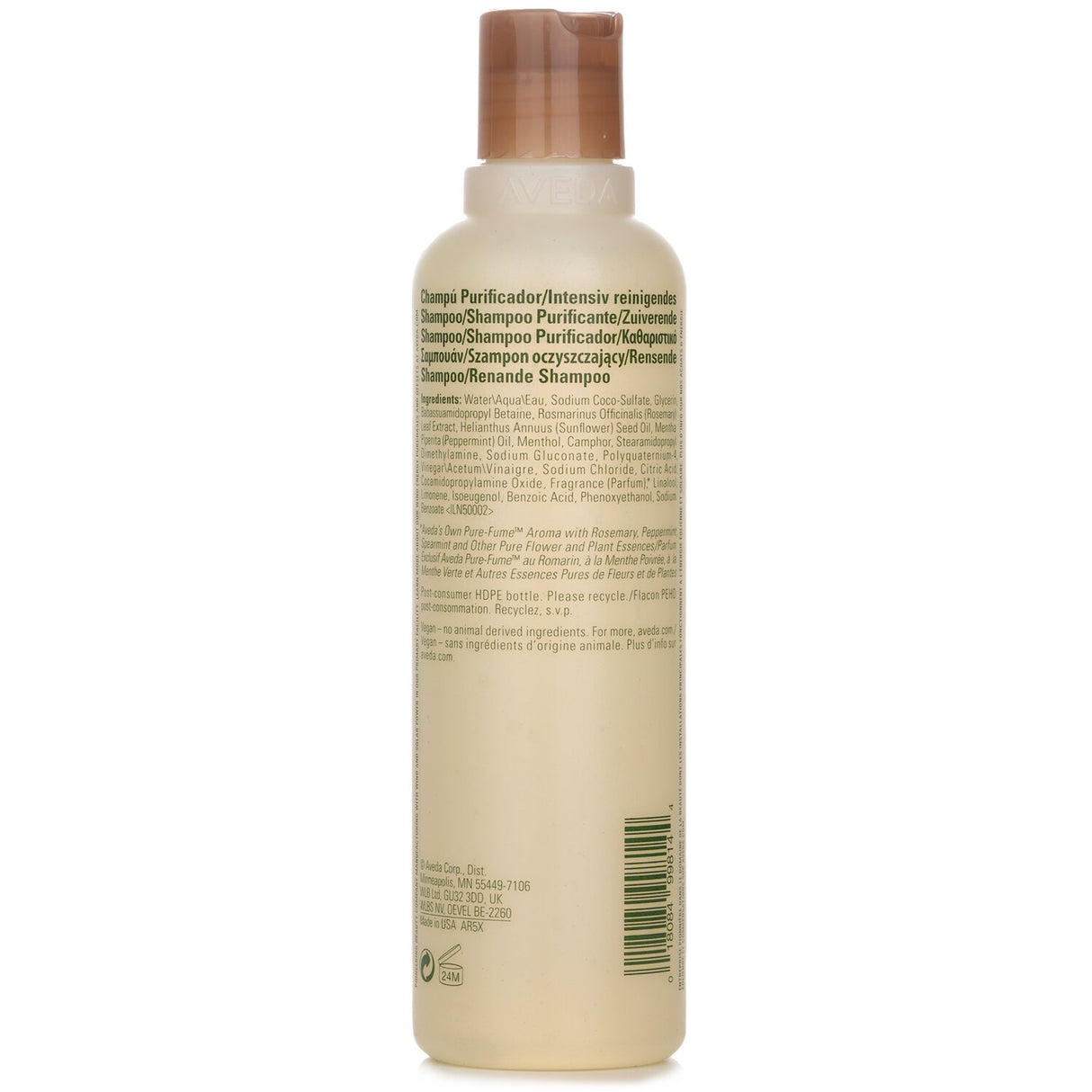 Aveda Rosemary Mint Purifying Shampoo 250ml, a natural clarifying formula with invigorating mint scents and shine-enhancing ingredients.