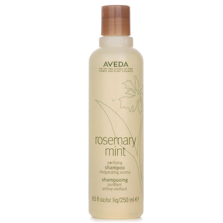 Aveda Rosemary Mint Purifying Shampoo in a 250ml bottle, featuring a refreshing blend of essential oils for clean, shiny hair.