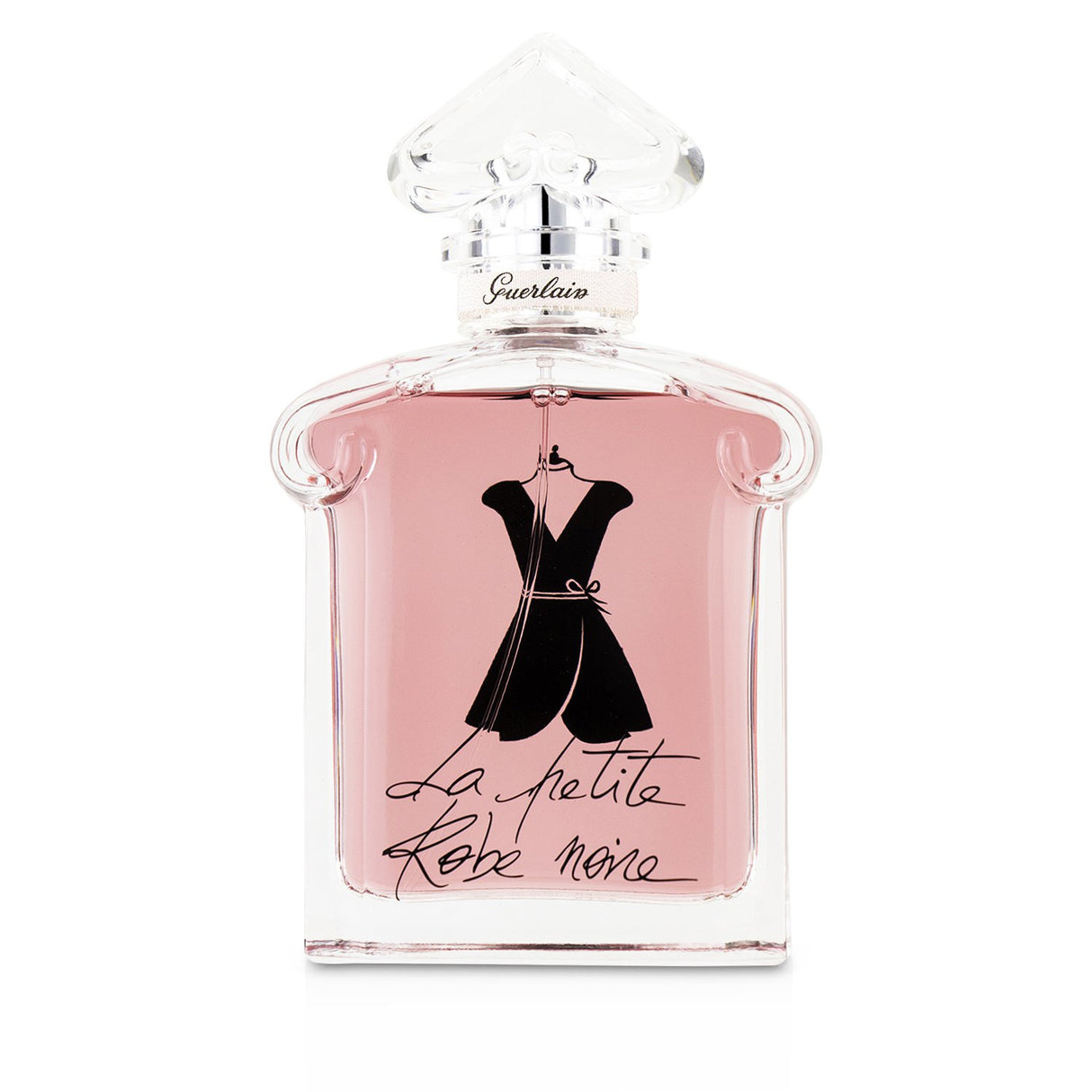 Guerlain La Petite Robe Noire Ma Robe Velours Eau De Parfum in a heart-shaped pink bottle, a luxurious fruity floral scent for women.