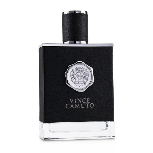 Vince Camuto Eau De Toilette Spray 100ml: Sophisticated woody fragrance with notes of bergamot, leather, and patchouli for men.