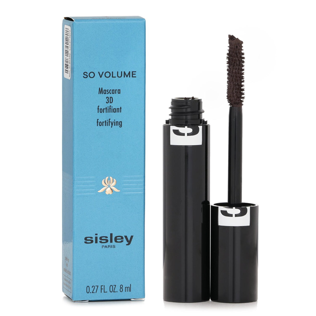 Sisley So Volume Mascara in Deep Brown enhances lashes with volume, curl, and nourishing ingredients in a compact 8ml tube.