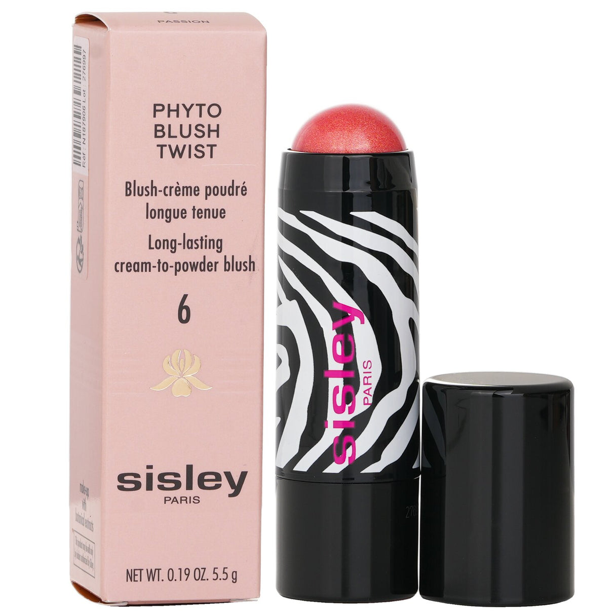 Sisley Phyto Blush Twist #6 Passion, a cream-to-powder blush for a natural flush, enriched with Camellia and Shea oils.