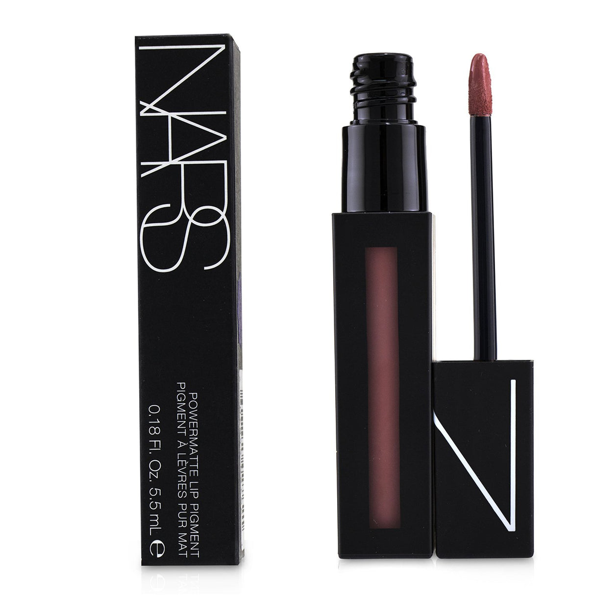 NARS Powermatte Lip Pigment in #Walk This Way: rose pink liquid lip color with a matte finish for long-lasting, flexible wear.