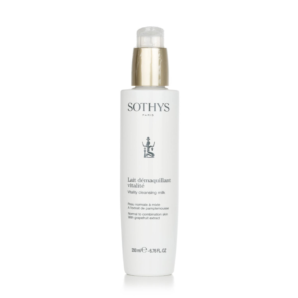 Refreshing Sothys Vitality Cleansing Milk with grapefruit extract, designed for normal to combination skin, 200ml.