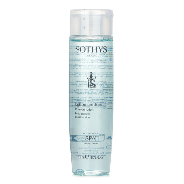 Sothys Comfort Lotion for Sensitive Skin in a 200ml bottle, hypoallergenic and soothing with thermal water and cotton extract.