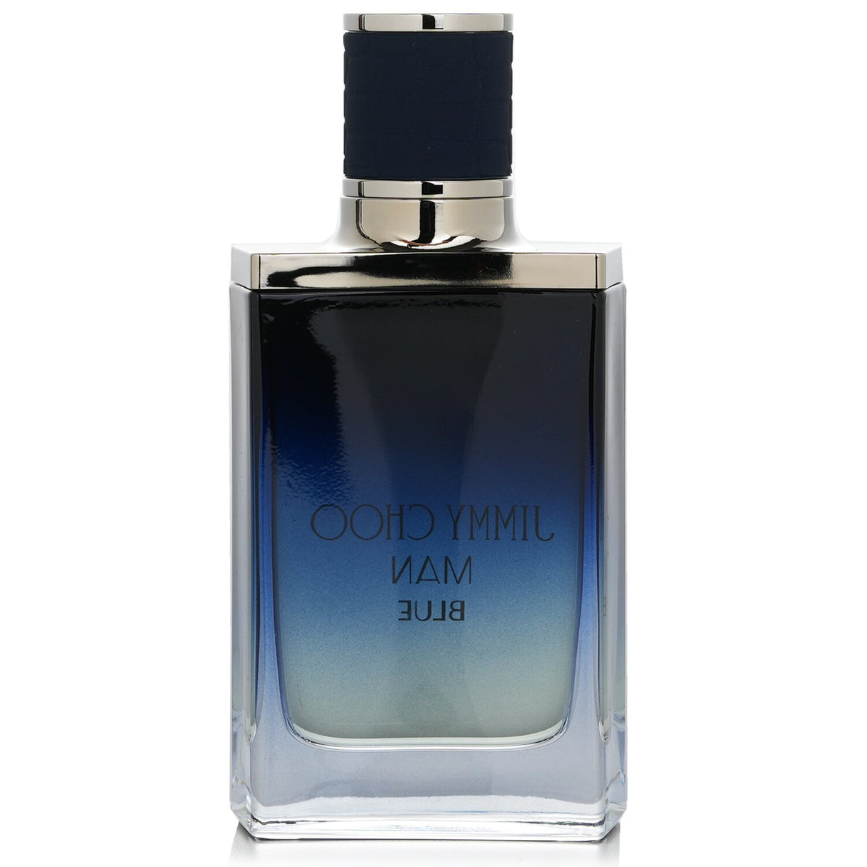 Bottle of Jimmy Choo - Man Blue Eau De Toilette Spray, a sophisticated woody fragrance for the modern man in 50ml size.