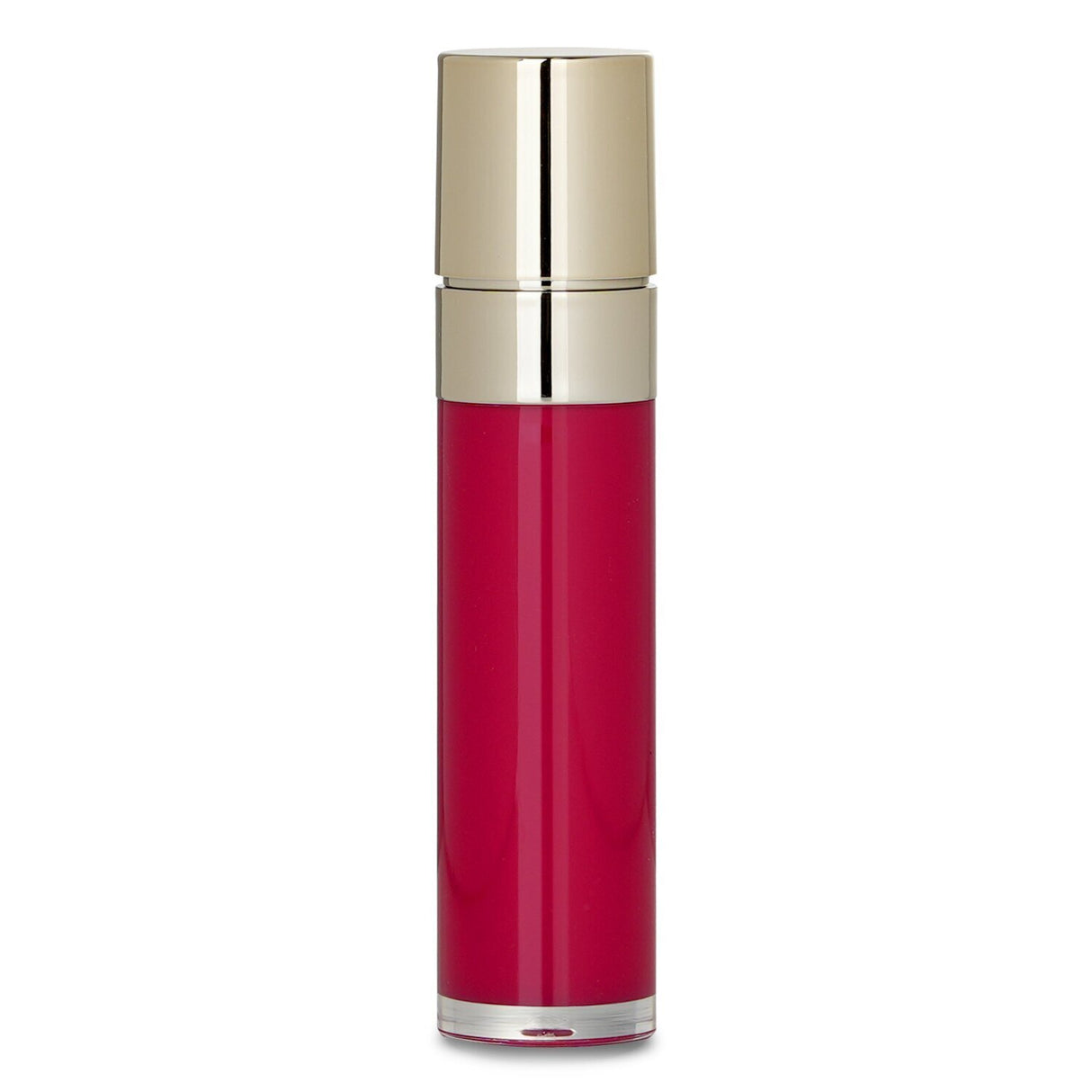 Bright pink lipstick in a sleek bullet, combining vinyl shine with nourishing balm for hydration and high coverage.