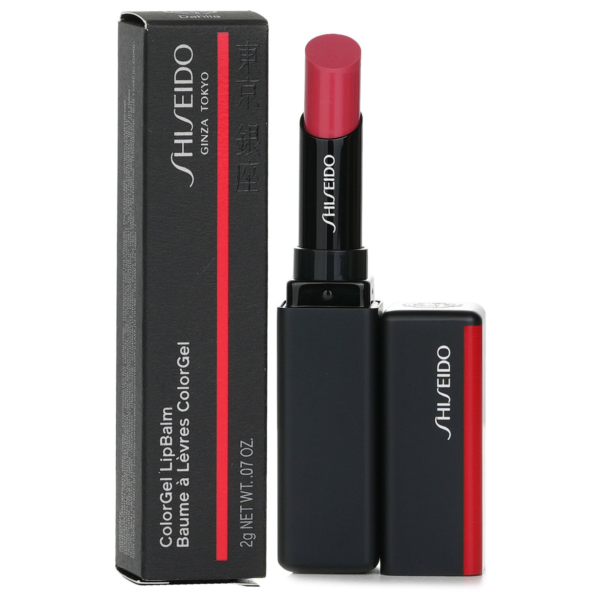 Shiseido ColorGel LipBalm in #107 Dahlia, a sheer rose with glossy finish and moisturizing, lightweight formula.