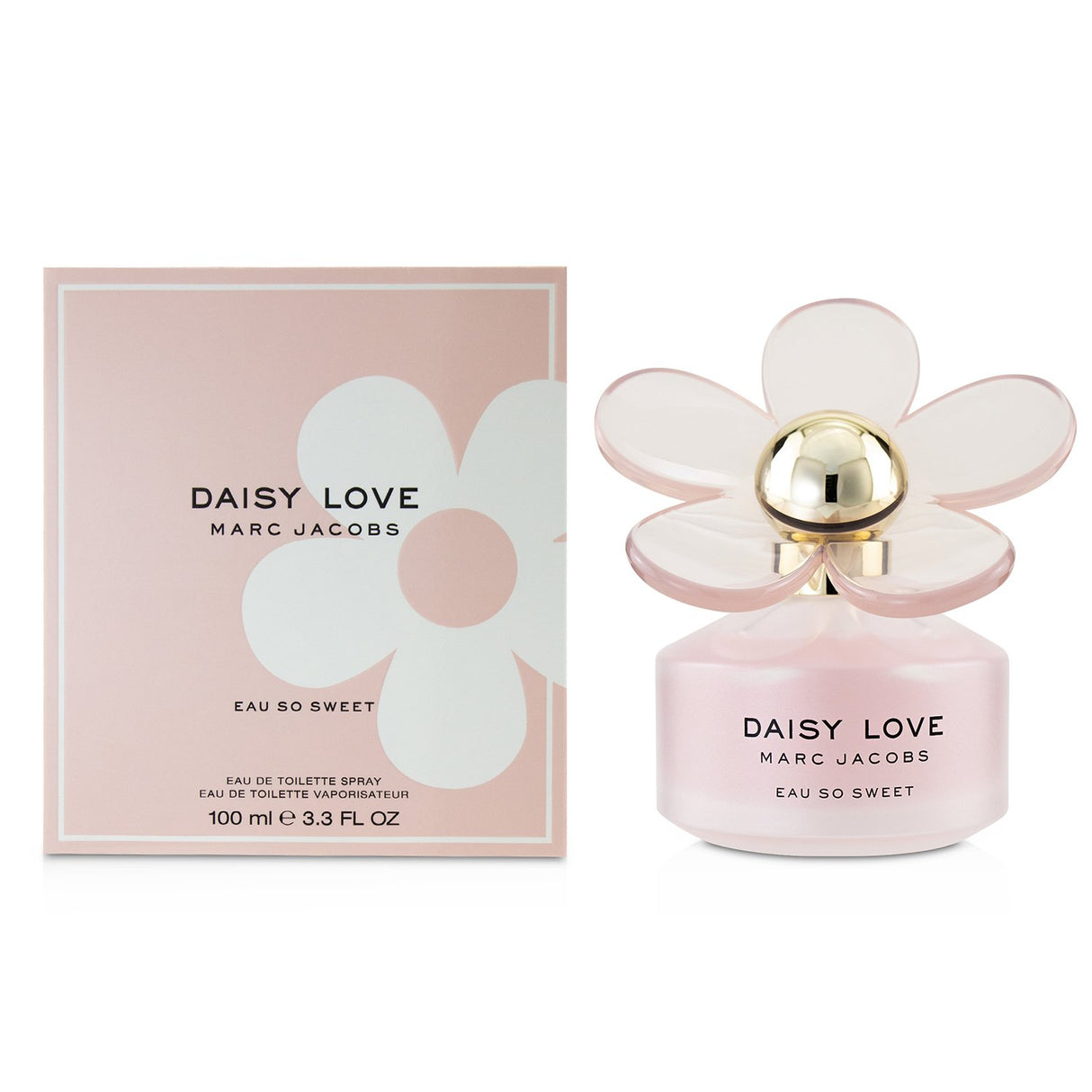 Marc Jacobs Daisy Love Eau So Sweet 100ml perfume, featuring fruity floral notes of raspberry, daisies, and warm sugar musk.