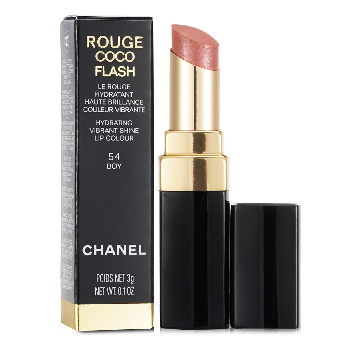 Chanel Rouge Coco Flash Lip Colour #54 Boy, a hydrating lipstick with vibrant shine and nourishing oils for luscious lips.