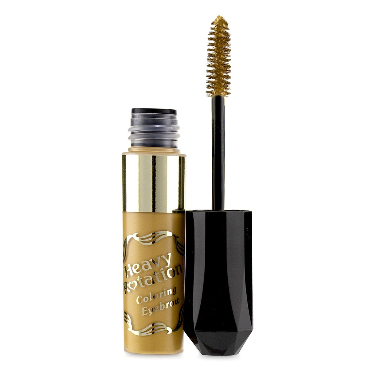 KISS ME Heavy Rotation Eyebrow Mascara in #01 Yellow Brown, waterproof with nourishing formula for defined, vibrant brows.