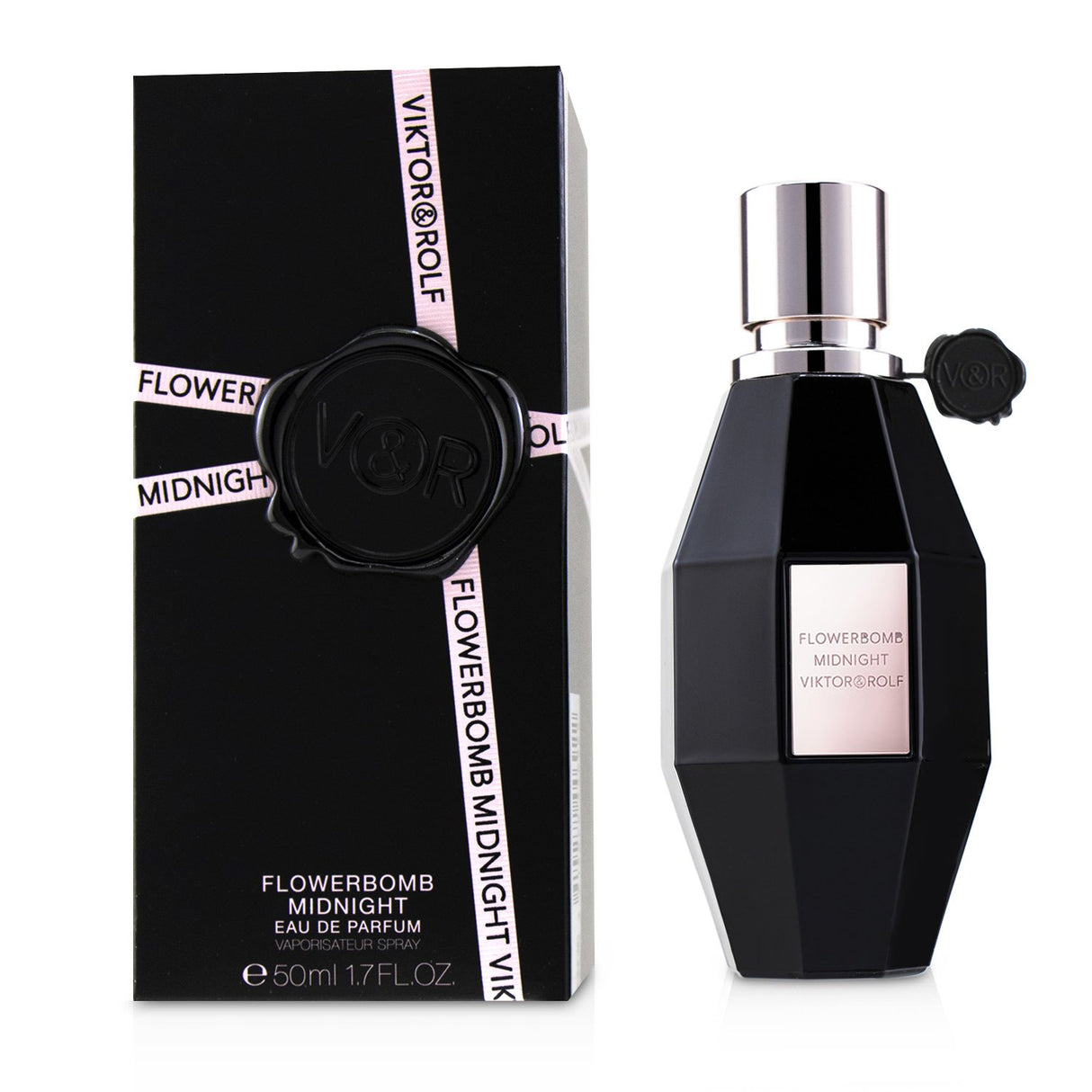 Viktor & Rolf Flowerbomb Midnight Eau De Parfum, 50ml, a floral scent with blackcurrant, jasmine, and vanilla notes, perfect for evenings.