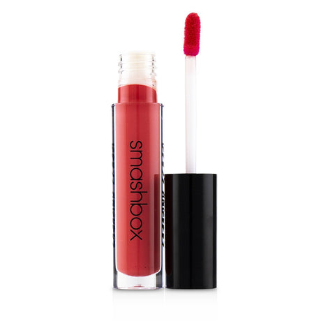 Smashbox Gloss Angeles Lip Gloss in deep coral shade # Ay, Poppy, featuring a nourishing, hydrating formula.