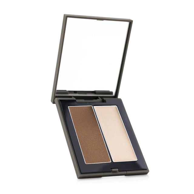 Compact containing two creamy highlighting shades for a natural, radiant glow with smooth application and a mirror.