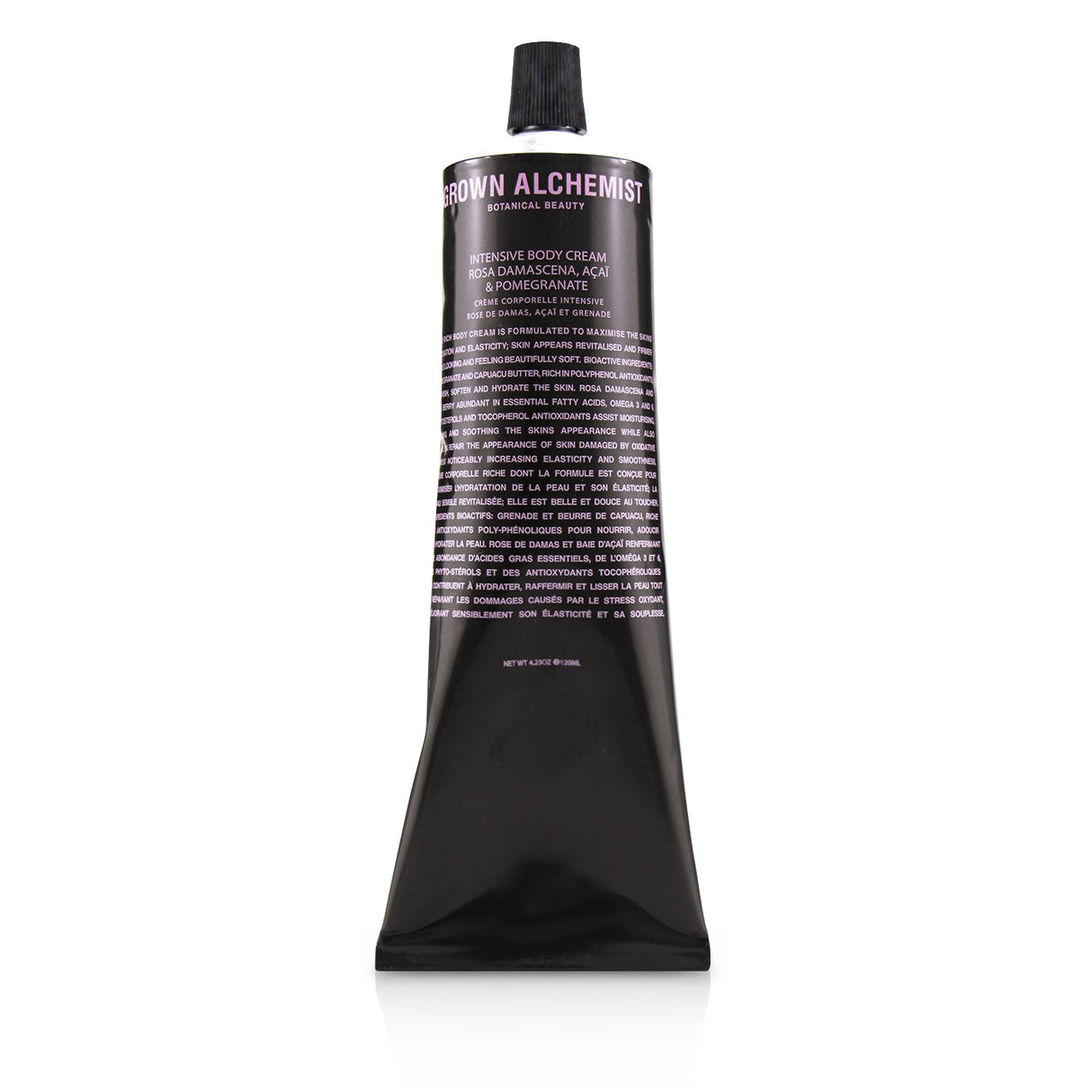 Grown Alchemist Intensive Body Cream with Rosa Damascena, Acai & Pomegranate for deep hydration and skin rejuvenation.