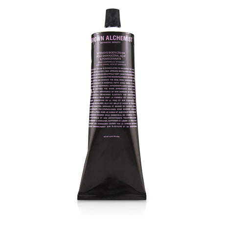 Grown Alchemist Intensive Body Cream with Rosa Damascena, Acai & Pomegranate for deep hydration and skin rejuvenation.