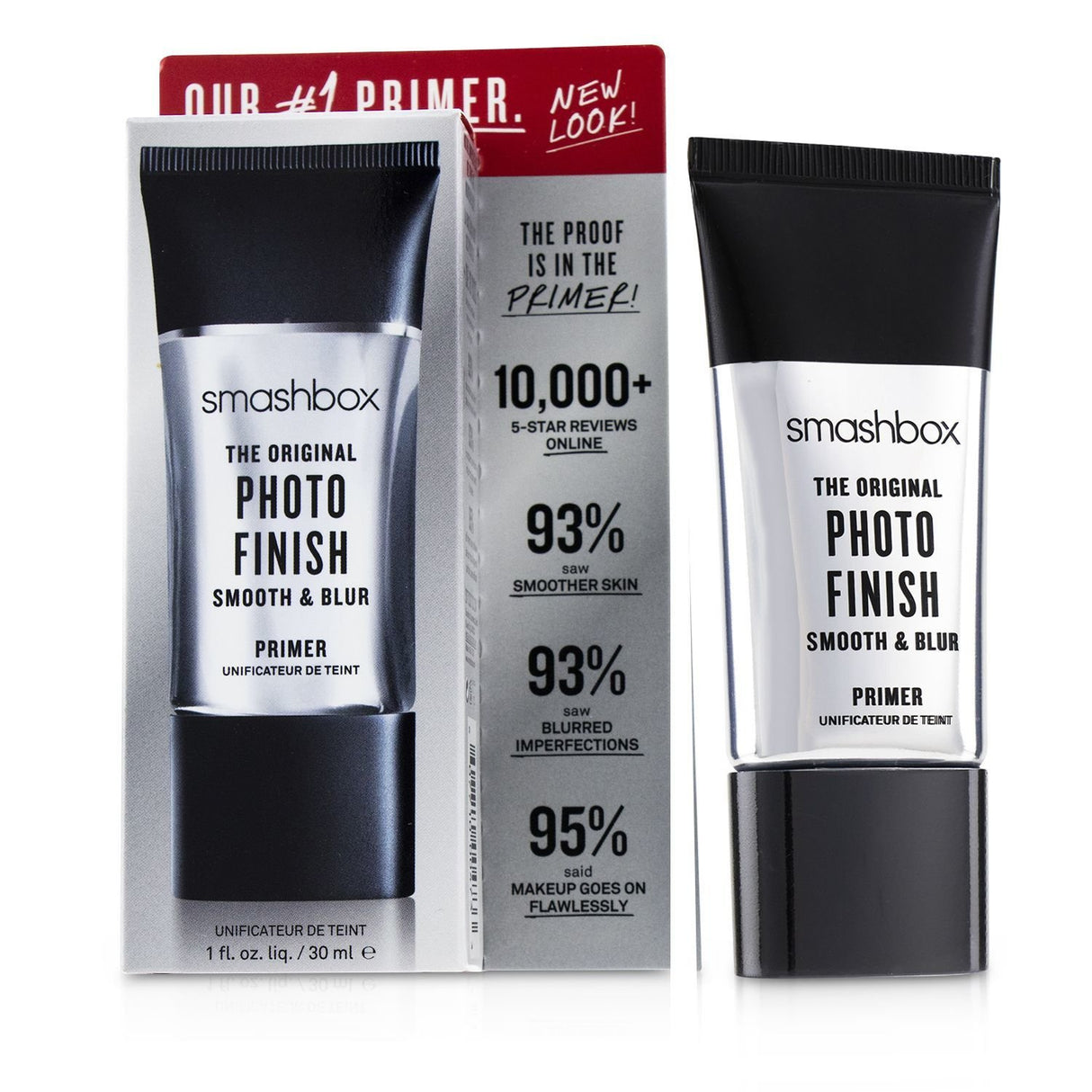 Clear Smashbox Photo Finish Primer in a 30ml bottle, designed to smooth skin and minimize imperfections for flawless makeup.