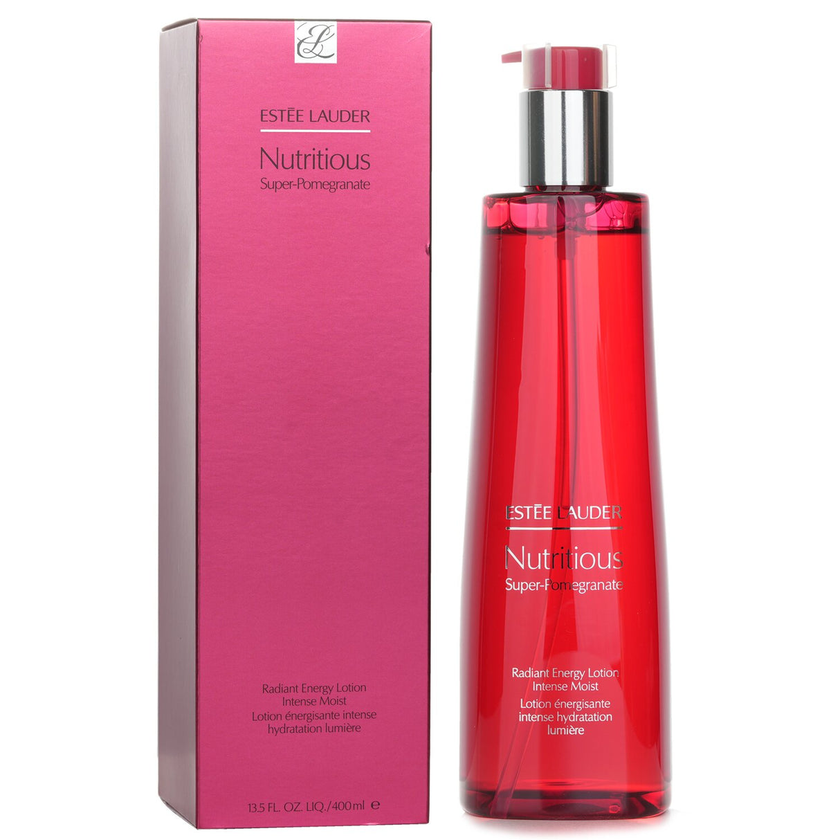 Estee Lauder's Nutritious Super-Pomegranate Lotion, a rich facial moisturizer for radiant, hydrated skin, perfect for Asian skin types.