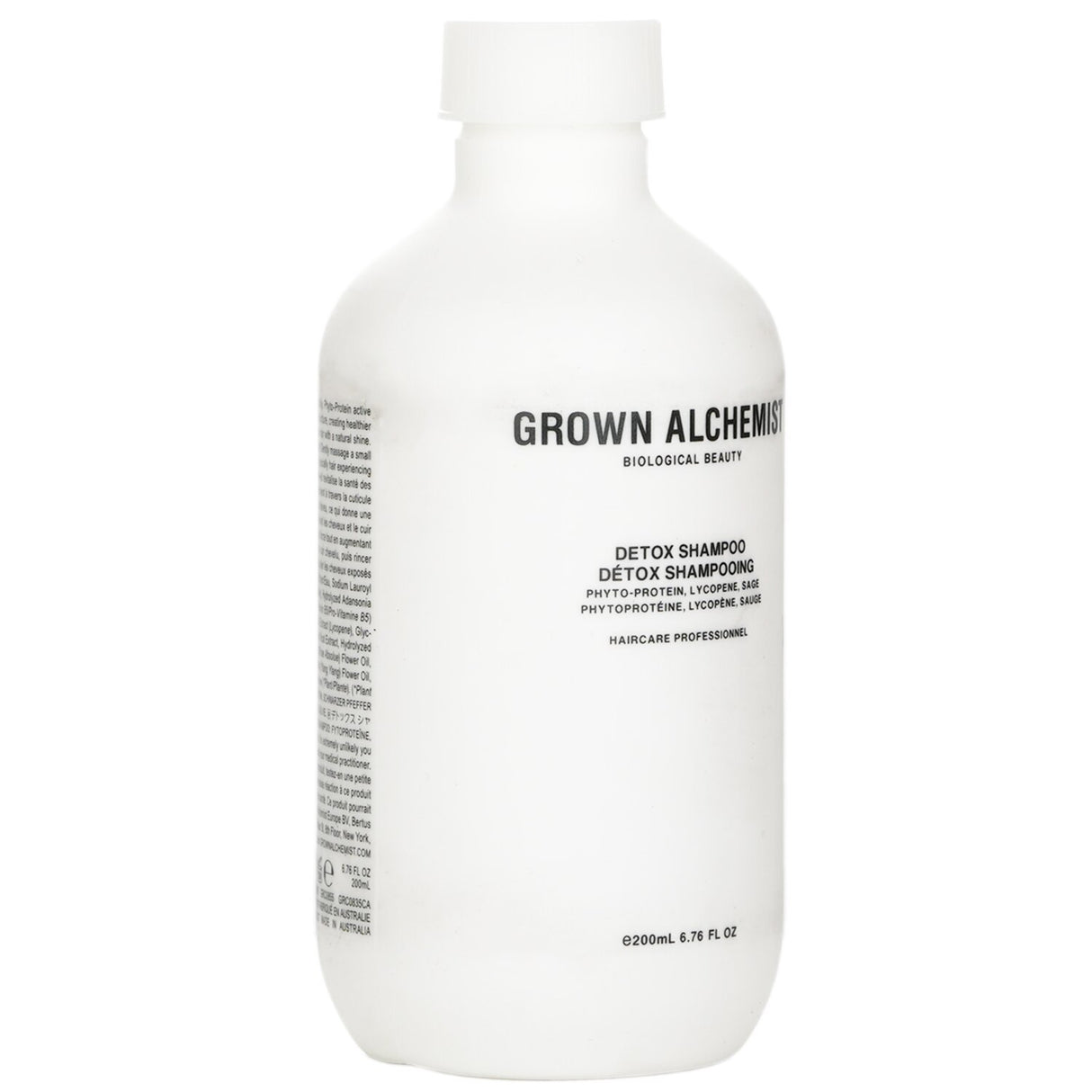 Grown Alchemist Detox Shampoo 0.1: a revitalizing cleanser with silk proteins, antioxidants, and liposomes for healthy, shiny hair.