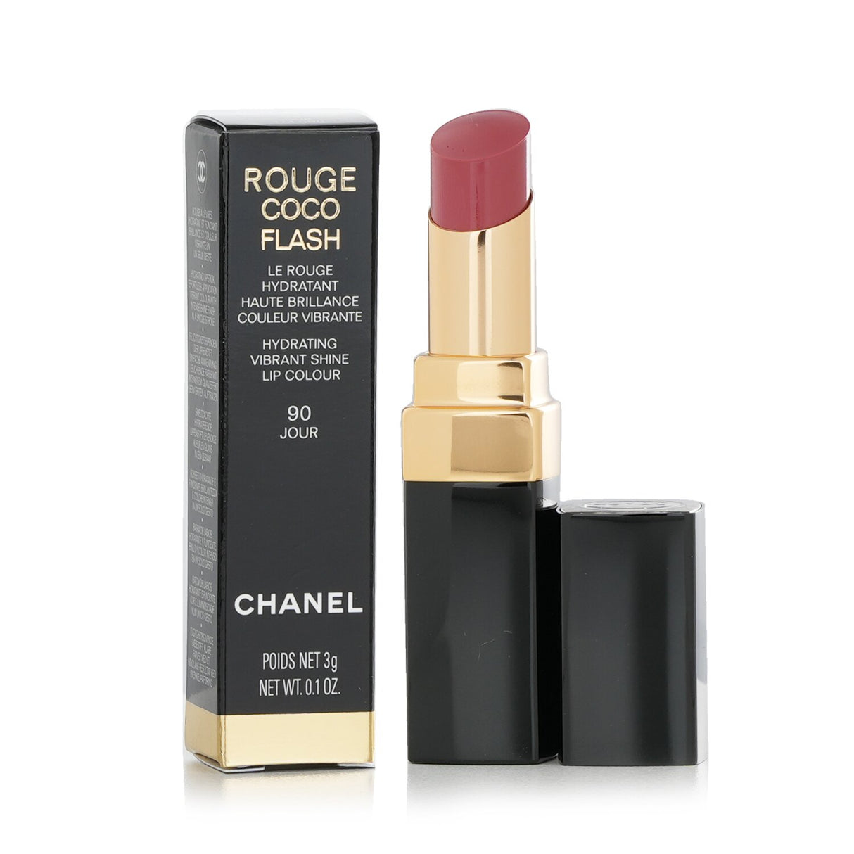 Chanel Rouge Coco Flash Lip Colour #90 Jour, a hydrating lipstick with radiant shine and nourishing oils for luxurious lips.