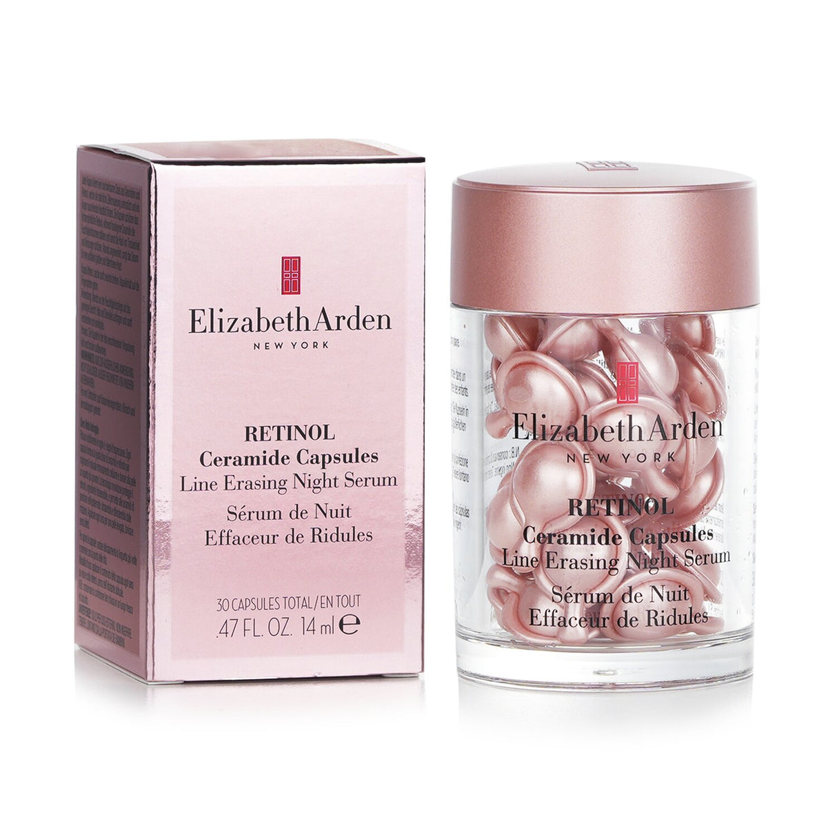 Elizabeth Arden Ceramide Retinol Capsules, a nightly serum for anti-aging with Retinol and Ceramides for smooth, radiant skin.