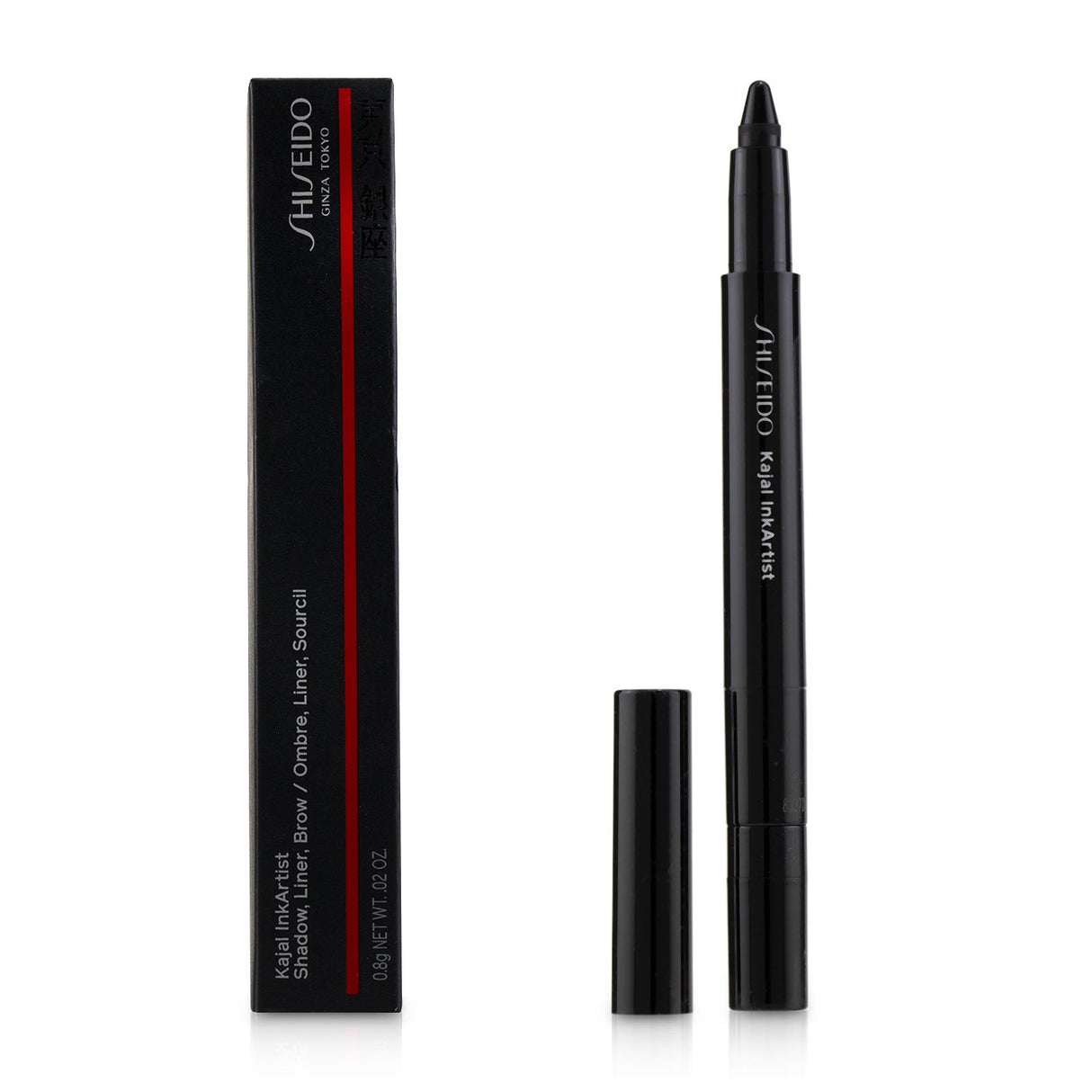 Shiseido Kajal InkArtist in Nippon Noir, a versatile 4-in-1 pencil for bold liner, kajal, eyeshadow, and brow looks.