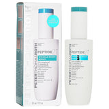 Anti-aging serum with peptides and hyaluronic acid for smoother, radiant skin; reduces fine lines and enhances elasticity.