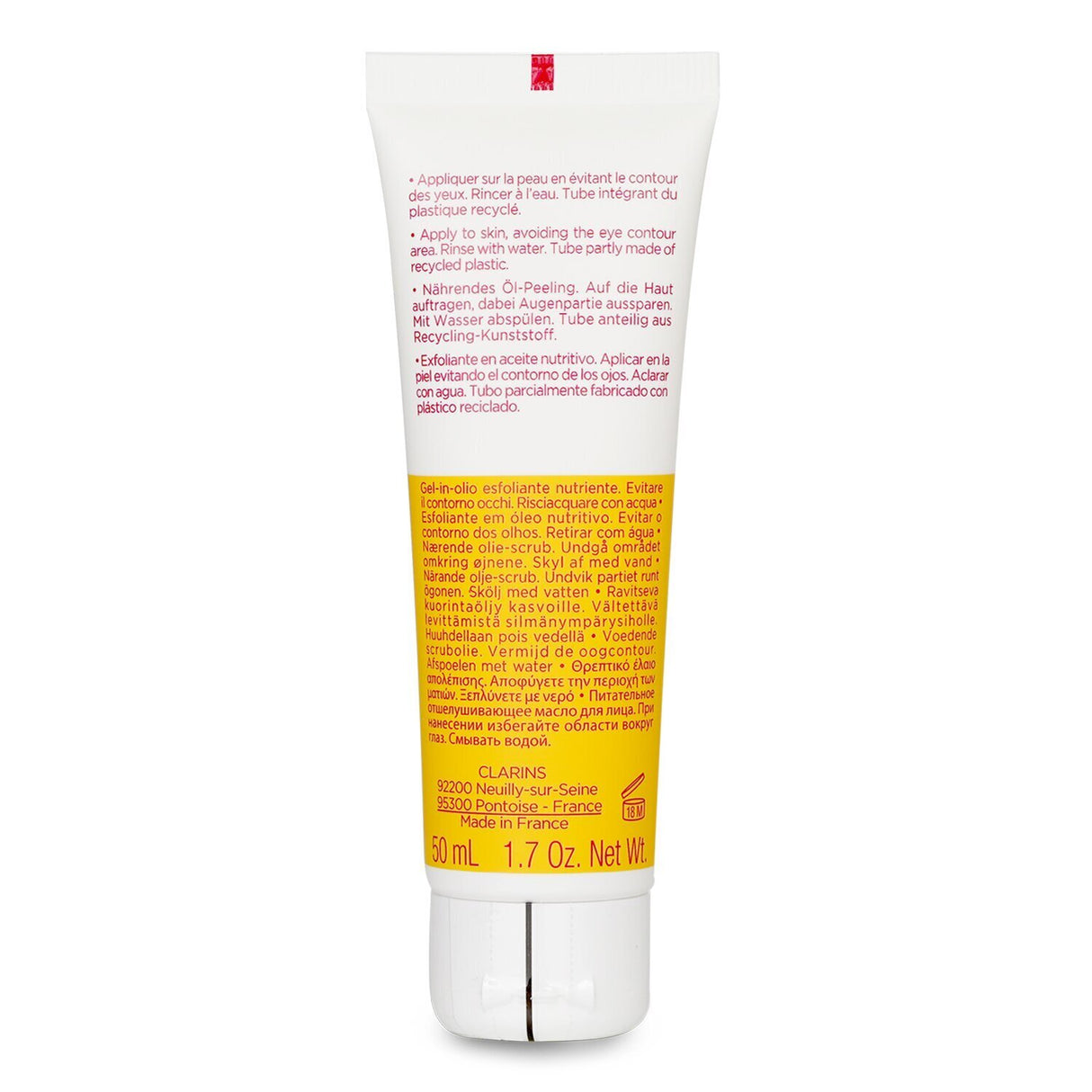 Clarins Comfort Scrub 50ml, a nourishing oil exfoliator with sugar microcrystals and wild mango butter for dry skin.